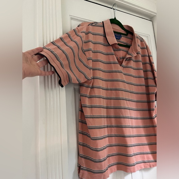 Pendleton Men's Polo Shirt Short Sleeve Large Pima Cotton Stripe Two Button Golf - Picture 5 of 13